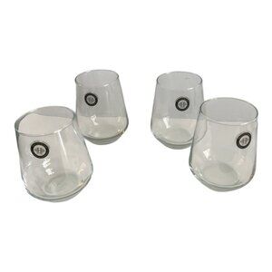 Fitz & Floyd Stemless Wine Glasses Set Of 4 Made Turkey 4.25" Tall Clear Glass